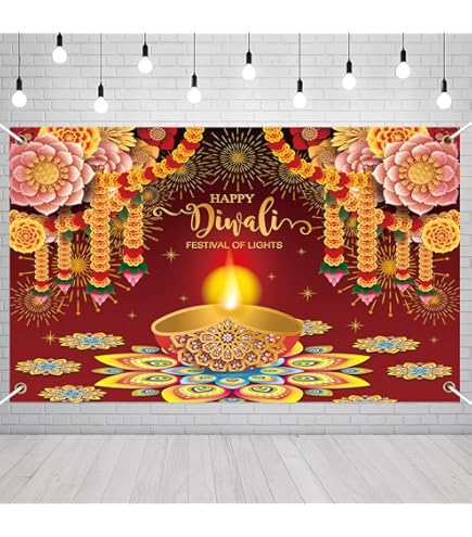 Décorations Diwali Complètes | Bannière Happy Diwali, Tourbillons Suspendus, Centres De Table Nid D'abeille – Fête Indienne Colorée