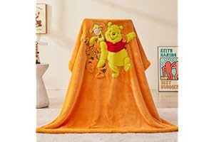GONAAP Kids Blanket 3D Cartoon Embroidered Sherpa Blanket Plush Warm for Boys Girls(Yellow Bear and Orange Colorful, (50"X60"))