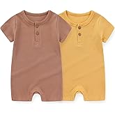 JELYLOVE Unisex Short Sleeve Baby Romper 2 Pack Cotton Solid infant Boy Girl Jumpsuits Soft New Born Clothes