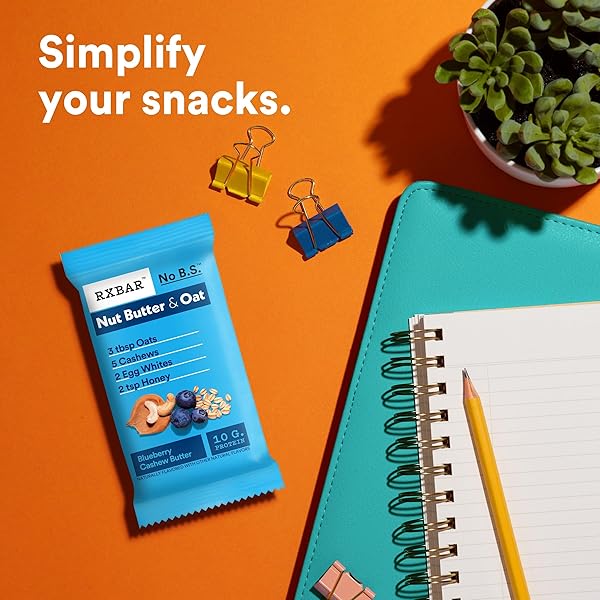 RXBAR NUT BUTTER AND OAT PROTEIN BARS, PROTEIN SNACKS, SNACK BARS, BLUEBERRY CASHEW BUTTER, 9.7OZ BOX (5 COUNT)