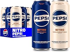 Pepsi Nitro, Draft Cola & Vanilla Draft Cola - Paquete variado de 13.65 onzas (paquete de 12)