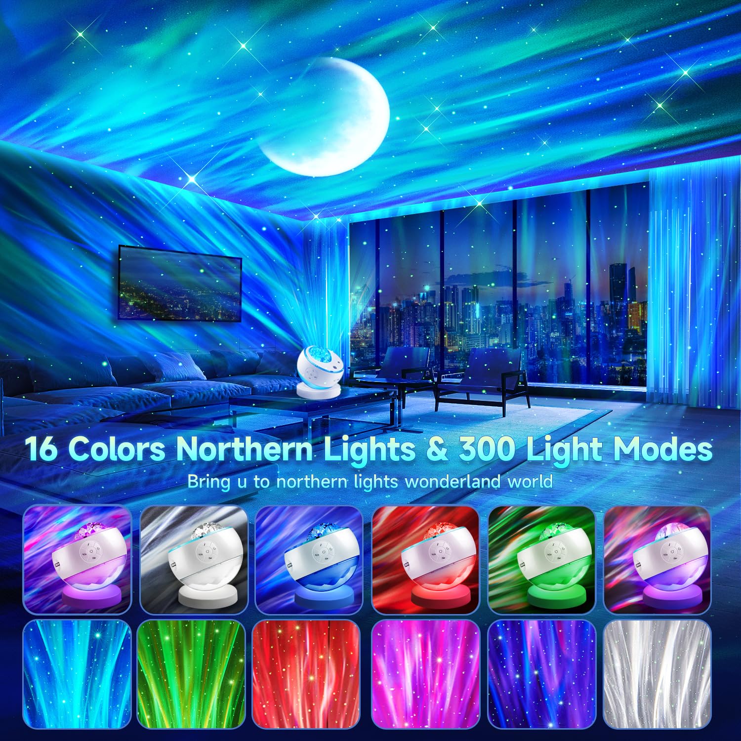Sternenhimmel Projektor Teenager Mädchen Geschenke Geburtstagsgeschenk für Frauen Junge, 300-Lichtmodi 15 White Noise Lavalampe Galaxy Projector Nachtlicht Kinder Sternenhimmel,Zimmer Deko Wohnzimmer 2