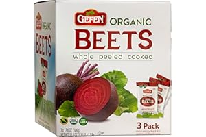 GEFEN Organic Red Beets, Whole, Peeled & Cooked, 3 pack 17.6 oz (3.3 lbs) Salad Ready