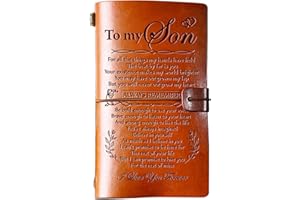 Hiipeenow Gifts for Son Teen Boys from Mom, Leather Travel Journal 140 Pages, Fathers day Birthday Graduation Thanksgiving Christmas Valentines Day Back to School Gifts Card for Son from Mom Dad