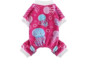 FURRYMONG Dog Pajamas Cute Duck Soft Fleece Stretchy Dog Onesie Pet Pjs Fall Dog Clothes for Small Dogs Girl Boy (Medium, Rose)