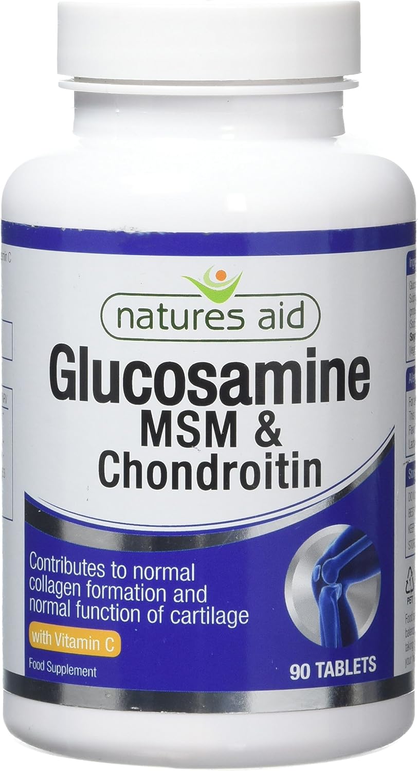 Natures Aid Glucosamine MSM & Chondroitin with Vitamin C, High Strength Joint Support, Mobility & Cartilage Health