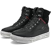 BORLENI Cowhide Leather Motorcycle Shoes for Men- Reinforced Street Waterproof Motorcycle Riding Boots with Side Zipper Ankle Support, Anti-Slip Sole Casual Breathable Powersports Shoes Black11