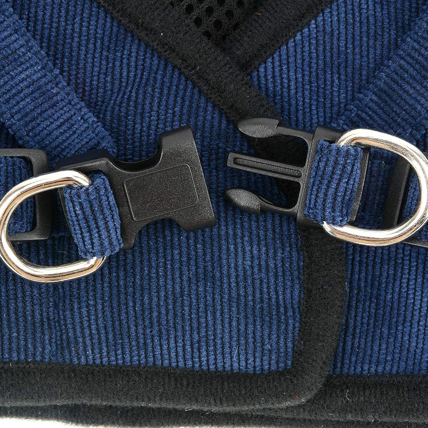 Zunea Corduroy Puppy Dog Cat Vest Harnesses and Lead Set No Pull Adjustable Reflective Step-in Small Dogs Pet Harness Escape Proof for Walking with Soft Mesh Padded Blue M - Image 5