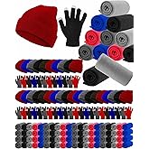 Panitay 150 Pcs Homeless Care Package Supplies Bulk Hats Gloves Fleece Blankets for Men Women Homeless Donating Supplies