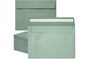 Slapaflife 50 Packs 5x7 Envelopes, Sage Green 5x7 Envelopes for Invitations, Wedding, Postcards, Greeting Cards, Mailing