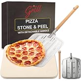 Hans Grill Pizza Stone PRO XL, Rectangular Baking Stone with Aluminium Peel | Durable Cordierite Stone 15 x 12 Inch For Oven