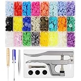 KAM Snaps Buttons with Pliers Starter Kit, 384 Sets, 24-Colors, Size 20 | Glossy Round, T5 KAM Snap Plastic Fasteners, Punch Poppers Closures, No-Sew Buttons, For Crafts Cloth