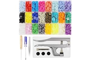 BETTERJONNY KAM Snaps Buttons + Snap Pliers, Starter Fasteners Kit, 384 Sets 24-Colors, Size 20 T5 KAM Snap Plastic Fasteners Punch Poppers Closures No-Sew Buttons for Crafts Cloth Diaper Bibs