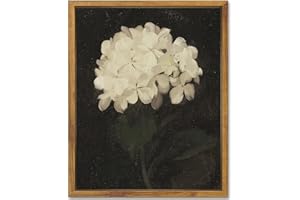 SHENIFY 8x10in Retro Hydrangeas Ball Wall Home Decor Flower Classic Prints Kitchen Bathroom Office Decor - Natural Framed