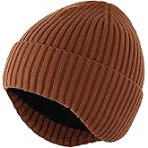 Connectyle Fleece Lined Beanie Hat for Men Women Warm Winter Hats with Earflaps Stretchy Ribbed Knit Skull Cap