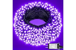 Nielfoi Purple Halloween Lights Outdoor, 100FT 300 LED Halloween String Lights with 8 Modes Waterproof, Plug in Green Wire Twinkle Tree Light for Indoor House Patio Garden Party Decorations