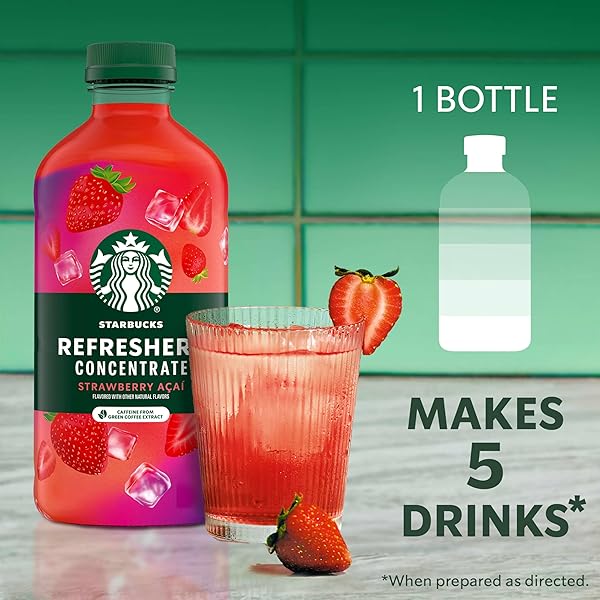 STARBUCKS REFRESHERS CONCENTRATE STRAWBERRY ACAI, REFRESHING DRINK, COLD DRINKS 32 FL OZ