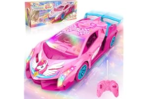TQEIEU Unicorn RC Car for Girls, Rainbow Glow & Drift Wing Remote Control Car,2.4GHz RC Cars 1:18 Scale,Kids Toys Age 3 4 5 6 7 8 9 10 11 12,Girls Birthday Gifts,Christmas Basket Stuffers for Kids Age 3-12
