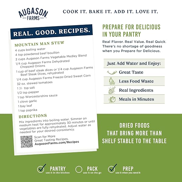 AUGASON FARMS VEGETABLE MEDLEY BLEND CAN – DEHYDRATED MIXED VEGGIES – GLUTEN FREE EMERGENCY FOOD SUPPLY WITH LONG SHELF LIFE FOR SURVIVAL, DISASTER PREP & EVERYDAY MEALS – 131 SERVINGS