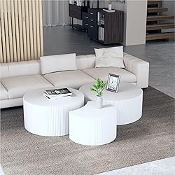 KEVINSPACE Round Coffee Table Set of 3, Modern