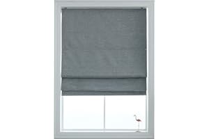 Everyday Celebration Roman Shades for Windows, Cordless Room Darkening Roman Window Shades, Pull Down Window Treatment, Indoor Blinds & Shades with Woven Fabric 30" W X 64" H, (Ash Grey)