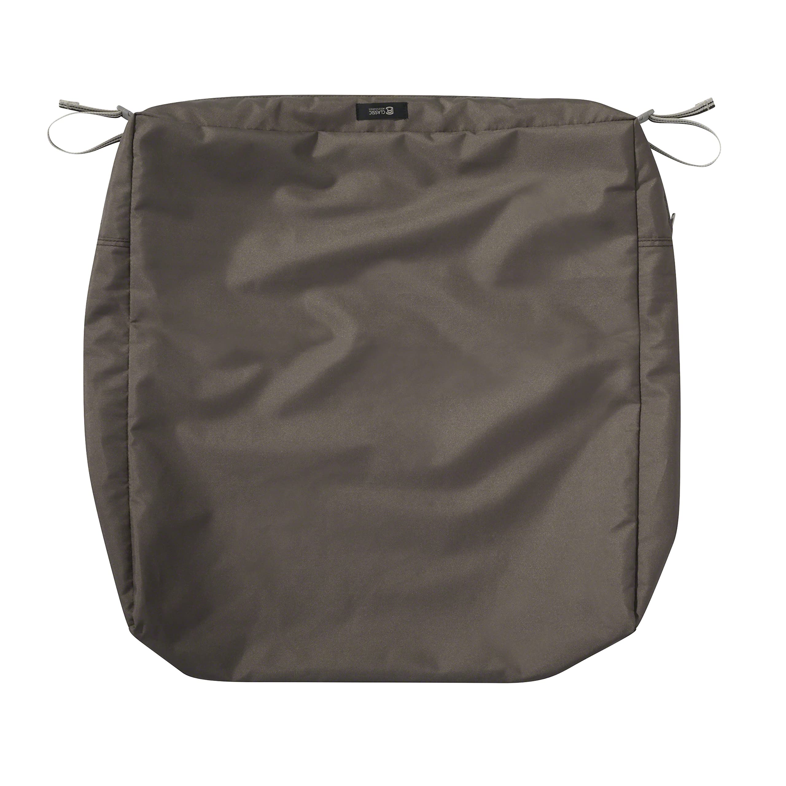 Classic Accessories Ravenna Square Patio Seat Cushion Slip Cover - Durable Outdoor Cushion, Dark Taupe, 25" L x 25" W x 5" Thick