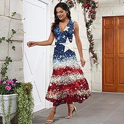CHRATLHI 4th of July Dress Women Sexy Sleveless