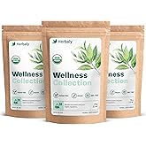 Herbaly Wellness Collection Tea - 8 Active Herbs - Improve General Health, Strengthen Immunity - Natural, Organic, Non-GMO, Vegan, Sugar Free - 3 Pack, 84 Pyramid Tea Bags