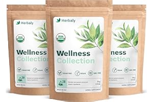 Herbaly Wellness Collection Tea - 8 Active Herbs - Improve General Health, Strengthen Immunity - Natural, Organic, Non-GMO, Vegan, Sugar Free - 3 Pack, 84 Pyramid Tea Bags