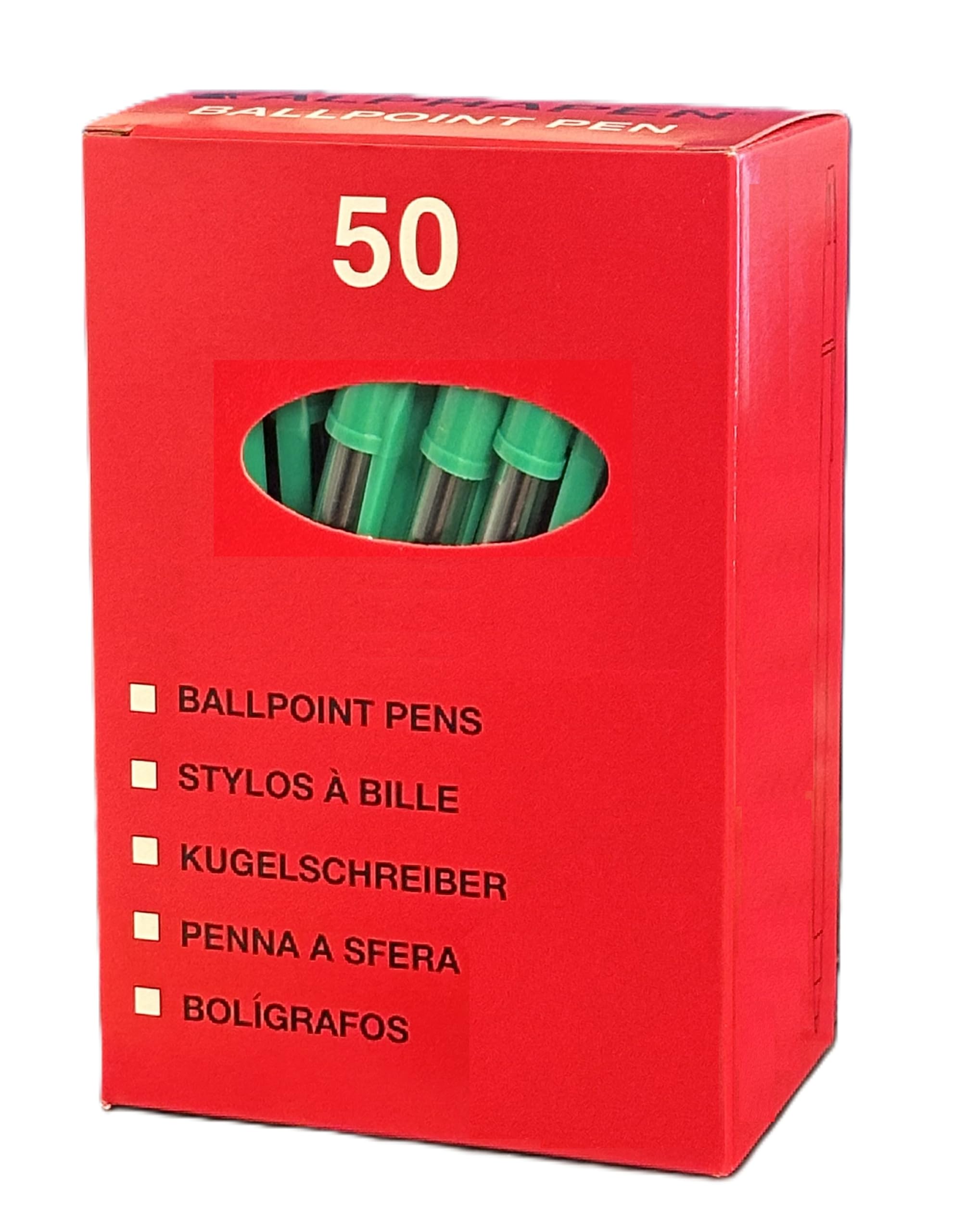 ARTH Pens Green Ink Biro Ballpoint Multipack Box Of 50 Pens