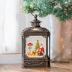 Christmas Snow Globe Lantern Water Glittering Santa
