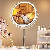 Hasipu 10” LED Makeup Mirror with 1X/10X Magnification - Rechargeable Vanity Mirror, 3 Color Modes, Touch Control, 360° Rotation & Height Adjustable Nickel