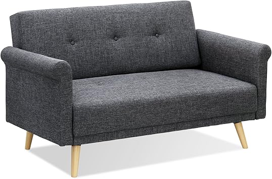 Amazon Com Furinno Retro Vintage Loveseat Sofa Dark Grey
