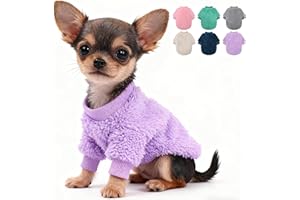 GENERIC Dog Sweater for Small Dogs Girl Boy, Winter Fleece Teacup Dog Sweaters, Cute Puppy Clothes Warm Soft Pet Outfit Apparel (Purple, XX-Small)