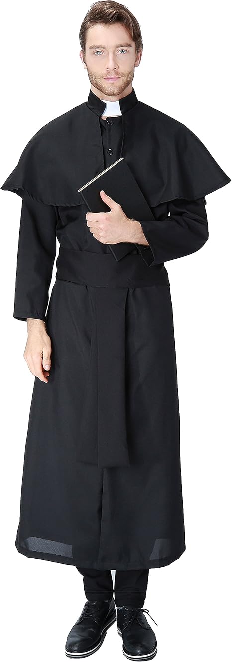 Amazon S C Live ハロウィン仮装コスプレ衣装 メンズコスチューム 牧師衣装 神父コスチューム衣装 宣教師衣装 教会の教職衣装 聖歌隊 衣装 ブラック クリスマス ハロウィン 新年会 忘年会コスプレイベント仮装 学園祭 文化祭 Xl コスプレ 仮装 通販