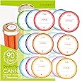 Removable Mason Jar Lid Labels, Canning Labels, Waterproof Write-On Pantry Sticker for Food Container, Glass Bottle, Canned Jam, Preserve, Home & Kitchen Organization, Set of 90 (Garden Flowers)
