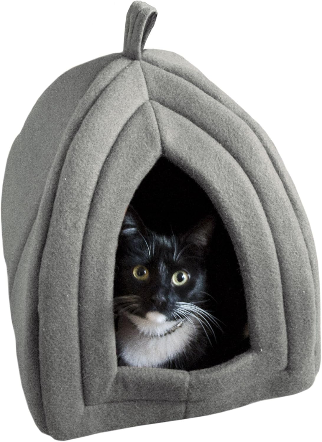 PETMAKER Cat Pet Bed, Igloo- Soft Indoor Enclosed Covered Tent/House for Cats, Kittens, and Small Pets with Removable Cushion Pad (Grey) : Pet Supplies