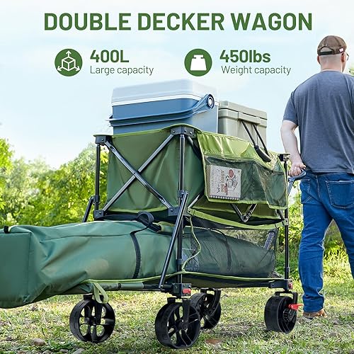 TIMBER RIDGE 400L Large Capacity Folding Double Decker Wagon with