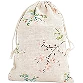 PH PandaHall 50pcs Drawstring Gift Bags 5x7 Inch Floral Burlap Bags Fabric Bag Jewelry Packing Pouches Favors Bag for Spring Jewelry Present Party Wedding Shower Birthday