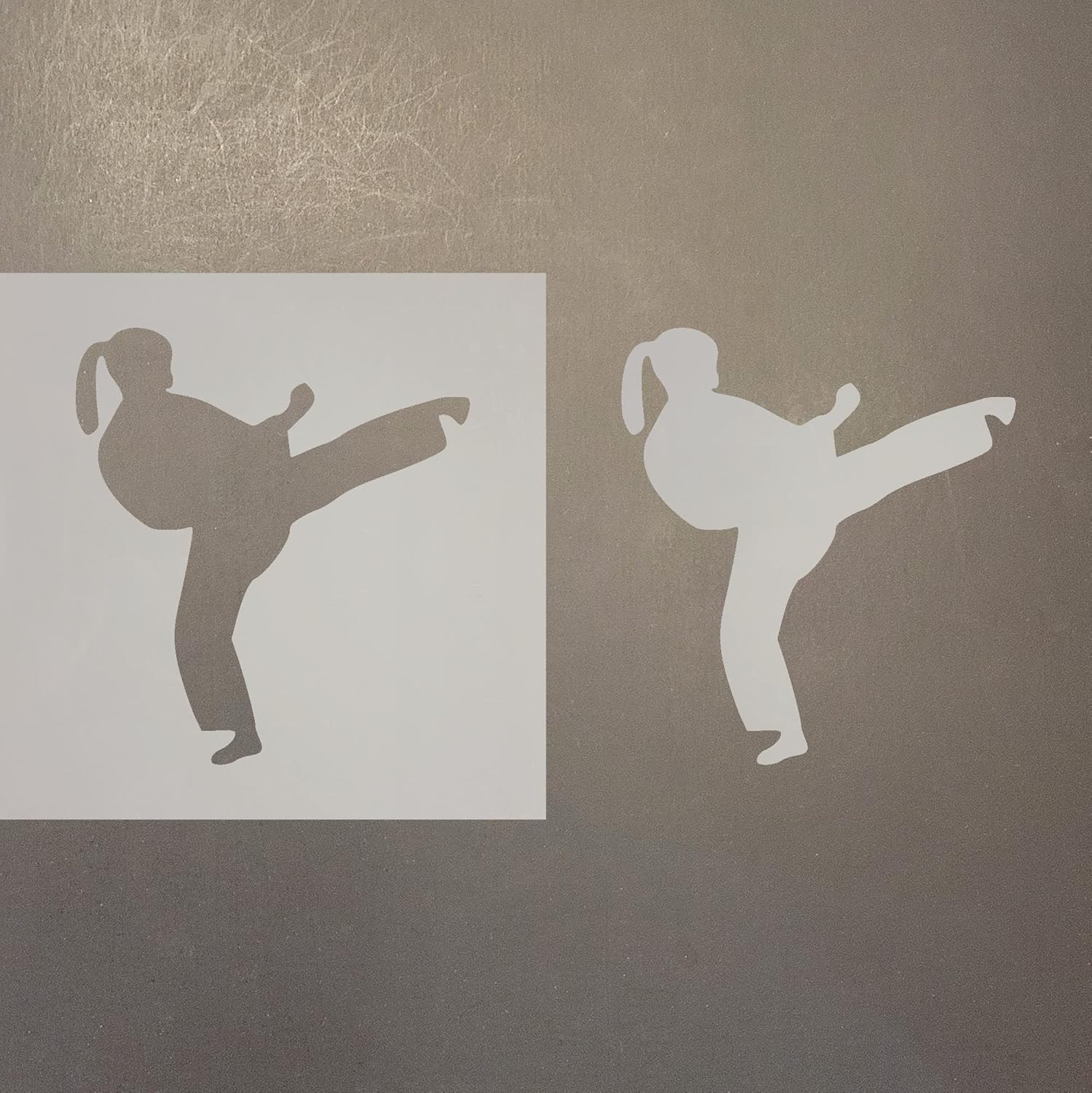 Mixed Media - Karate Girl Reusable Mylar Stencil - Art Craft Supplies 4 Inch