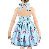 Girls' 2T-12 Vintage Floral Print Casual Sundress Cotton Spring Summer Autumn Dress Easter Clothes