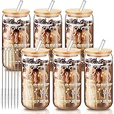 Yetene 6 Pcs Christian Gifts for Women Christian God Says You Are Glass Tumblers Set 16oz Iced Coffee Cups with Lids Glass Straws Scripture Bible Verse Cups Gifts for Women