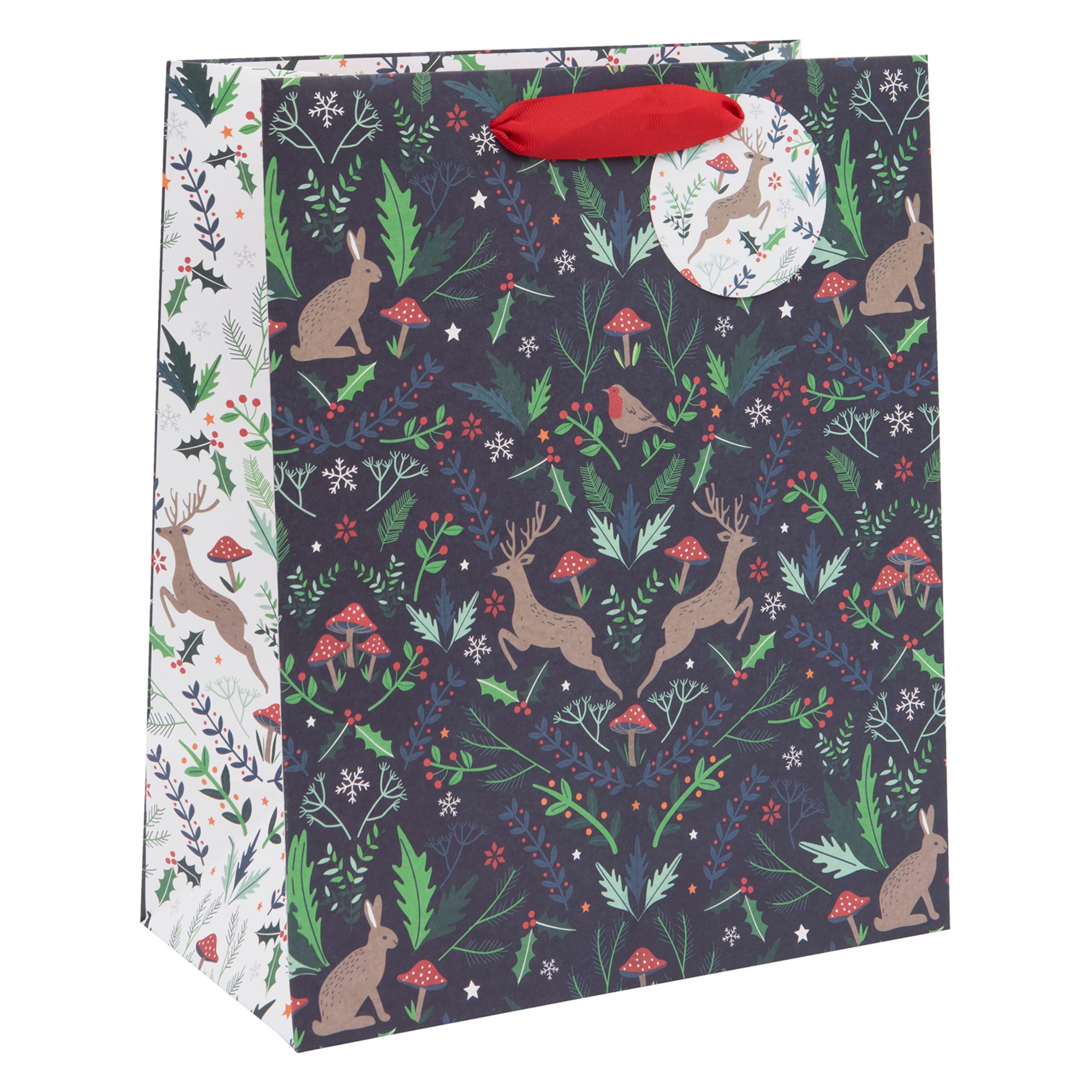 Glick Luxury Gift Bag Xmas, Large Enchanted Midnight Bag for Christmas Wrapping, Measures 31.5 x 26 x 13.5 cms, Navy/multi