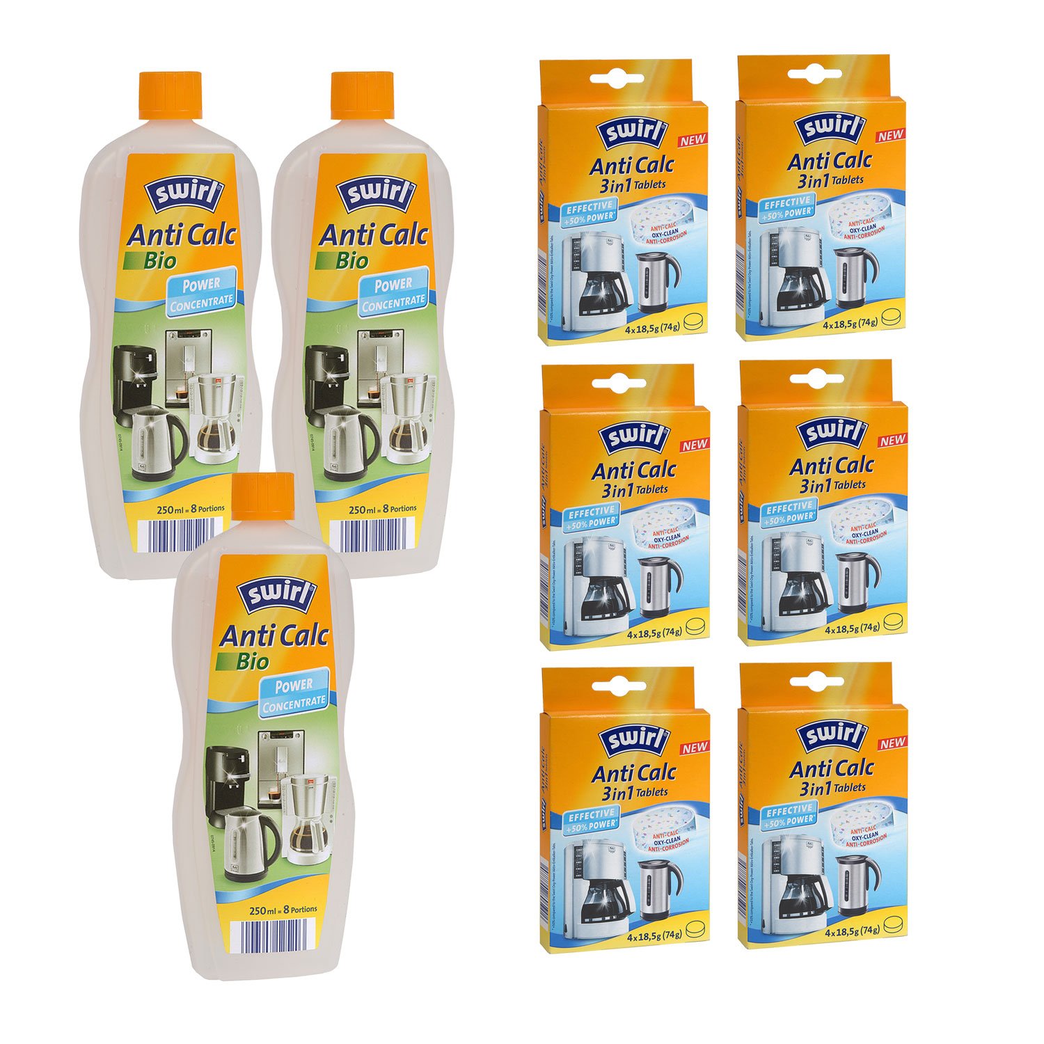 Swirl nevera Pack, 6 x Anti Calc Tabs 3 in1 Tablets 4 x 18,5 g y 3 ...