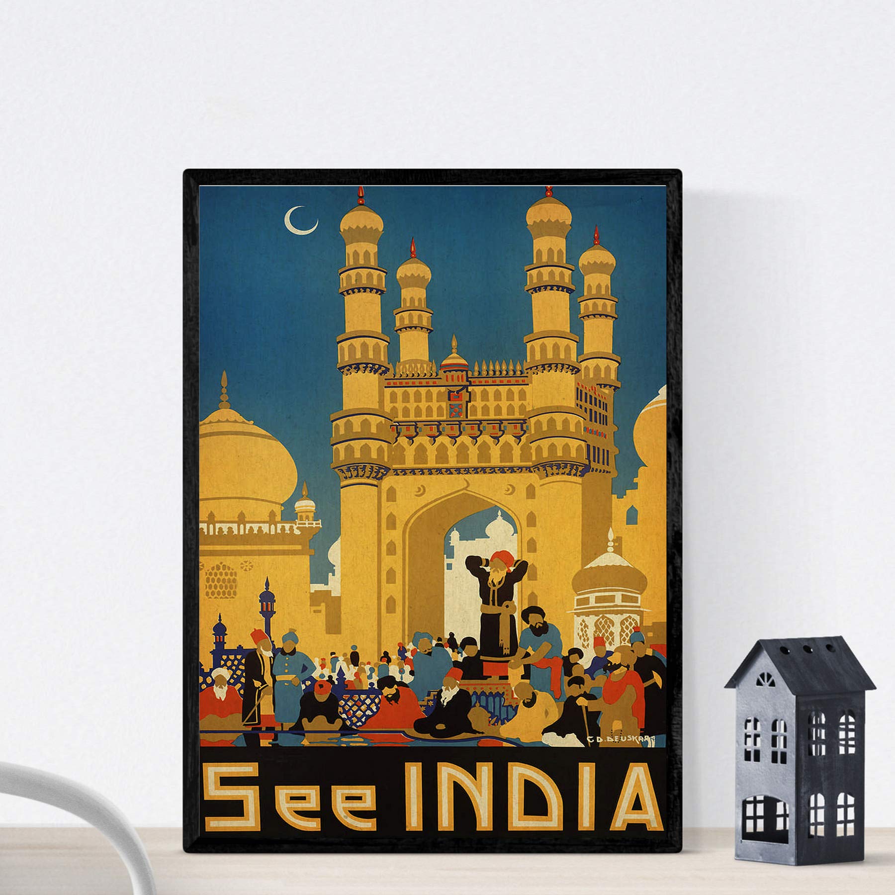 Nacnic Vintage Poster Vintage Poster Asia. India temple. A3 size