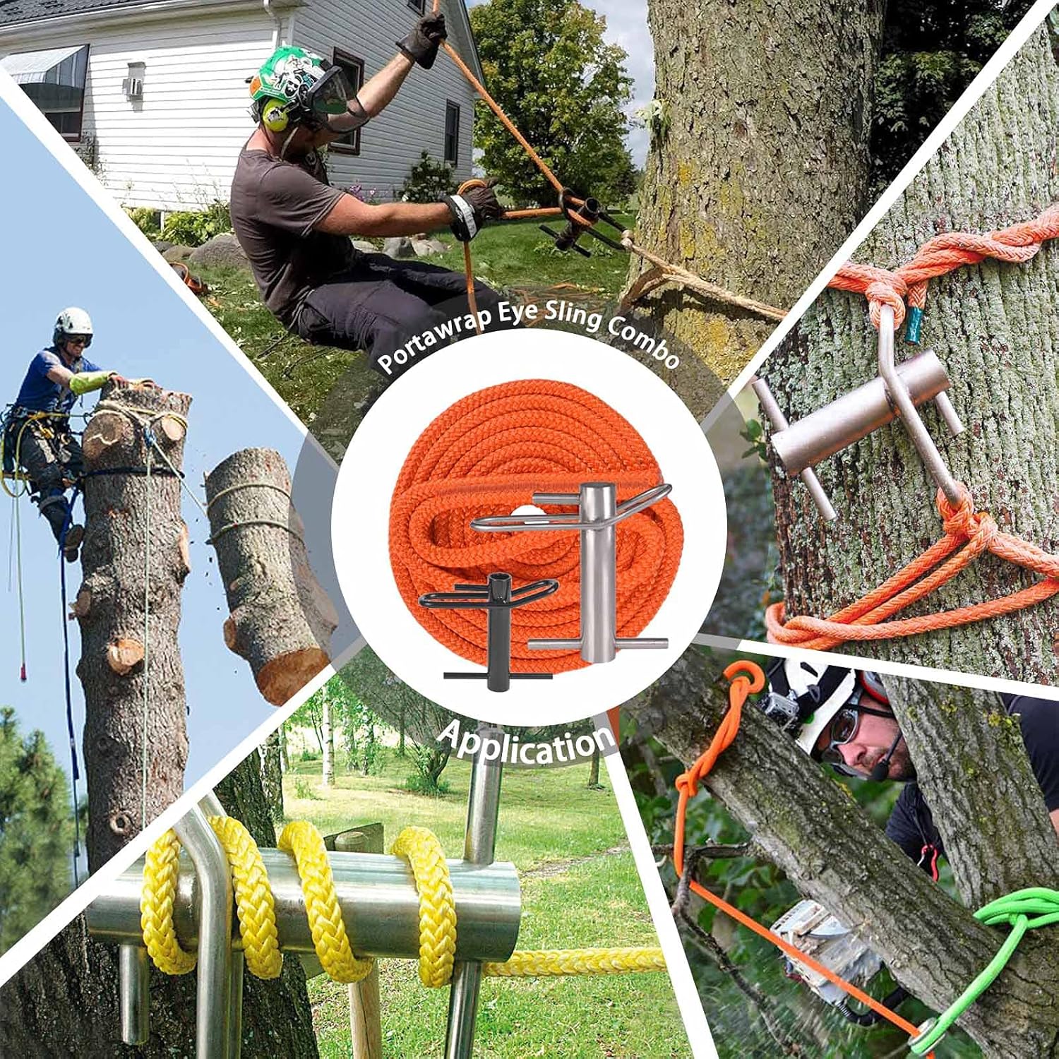 SurmountWay Port Wrap Sling with Port A Wrap, Whoopee Sling 14 ft, Port Wrap Eye Sling 5/8 Inch, Whoopie Sling Arborist Rope 4409LBS Weight Capacity : Sports & Outdoors