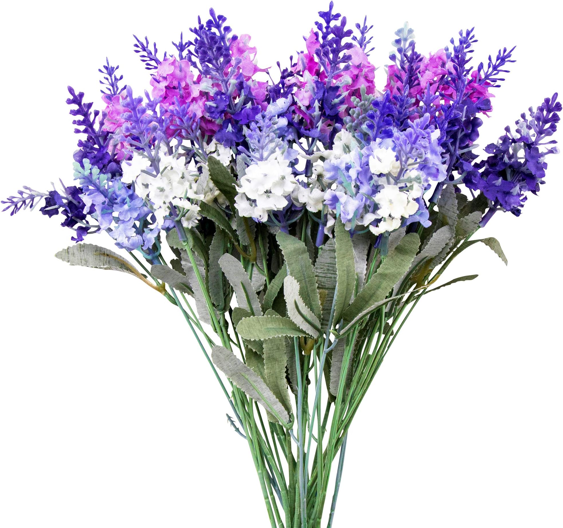 SKFLO Lavender Silk Flowers Decorations - 4 per Bunch with Stems - Handmade Lavender Artificial Flowers - Decorative Centerpiece, Flower Arrangements Decor for Weddings, Home & Office