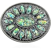 YOQUCOL Vintage Western Cowboy Native American Stone Belt Buckle for Men Black Tone