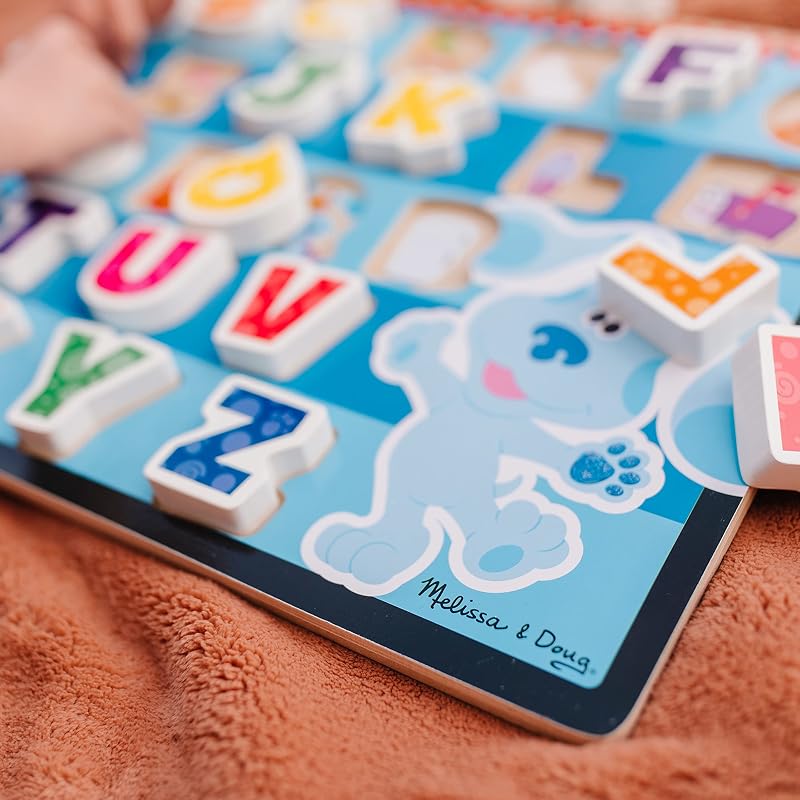 Blue's Clues & You, Puzzle Lettere Alfabeto, 26 Pezzi, Gioco Montessori, Gioco Legno, Multicolore, Gioco Educativo, Regalo Bambini e Bambine