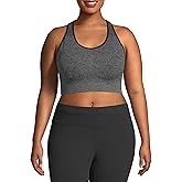 Under Control Plus Size Sport Bras for Women Large Bust Seamless Racerback Padded Yoga Workout Bras Black White Pack 1X-2X-3X
